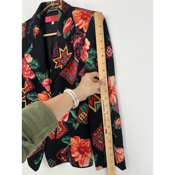 Vintage Emanuel Ungaro Solo Donna Paris Wool Floral Blazer Jacket Size 8 Italy - Picture 6 of 11